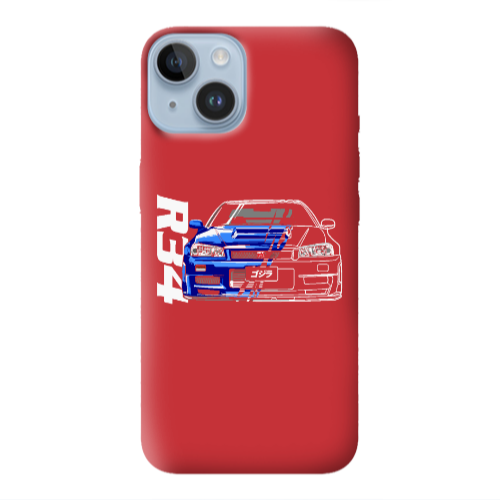 Apple iPhone 14 Plus Blue R34 Red Colored Silicone TPU Θήκη