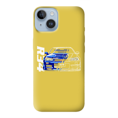 Apple iPhone 14 Plus Blue R34 Yellow Colored Silicone TPU Θήκη