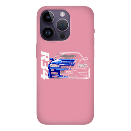 Apple iPhone 14 Pro Max Blue R34 Pink Colored Silicone TPU Θήκη