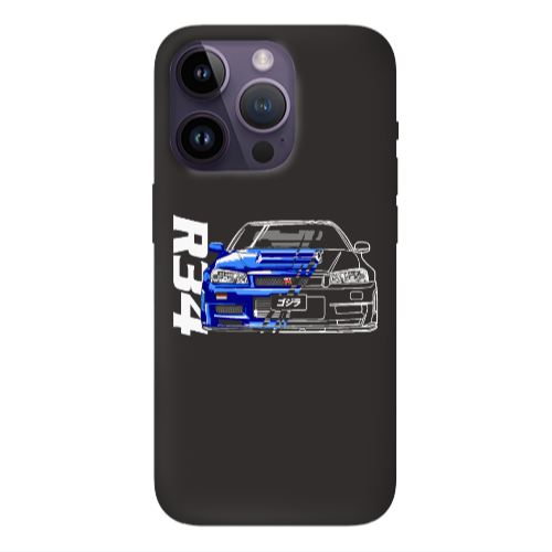 Apple iPhone 14 Pro Max Blue R34 Black Colored Silicone TPU Θήκη