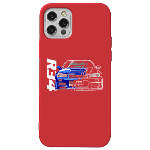 Apple iPhone 13 Pro Blue R34 Red Colored Silicone TPU Θήκη