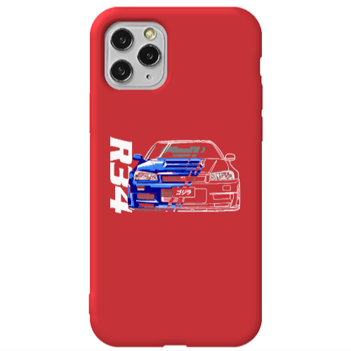 Apple iPhone 11 Pro Max Blue R34 Red Colored Silicone TPU Θήκη