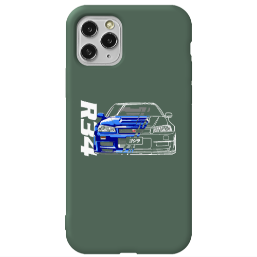 Apple iPhone 11 Pro Max Blue R34 Dark Green Colored Silicone TPU Θήκη