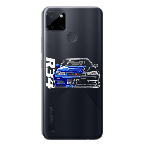 Realme C25Y Blue R34 Transparent Silicone TPU Θήκη