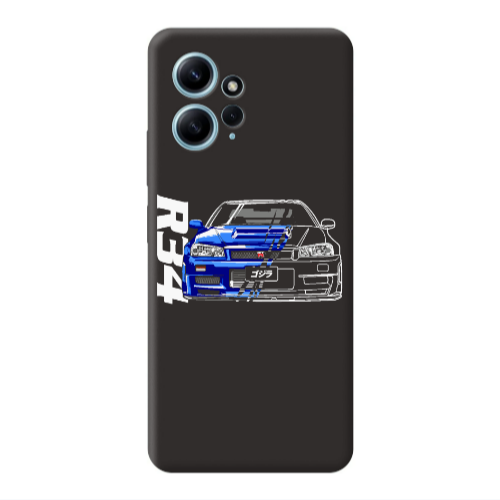 Xiaomi Redmi Note 12 4G Blue R34 Black Colored Silicone TPU Θήκη