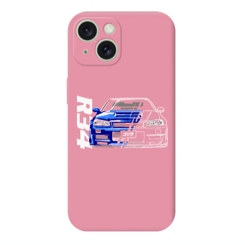 Apple iPhone 15 Plus Blue R34 Pink Colored Silicone TPU Θήκη