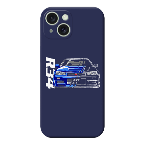 Apple iPhone 15 Plus Blue R34 Dark blue Colored Silicone TPU Θήκη