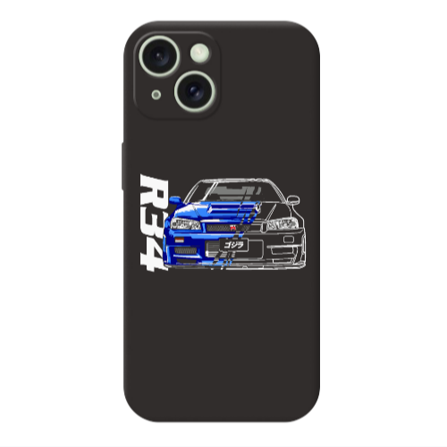 Apple iPhone 15 Plus Blue R34 Black Colored Silicone TPU Θήκη