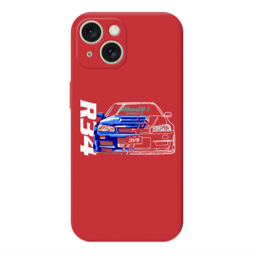 Apple iPhone 15 Plus Blue R34 Red Colored Silicone TPU Θήκη