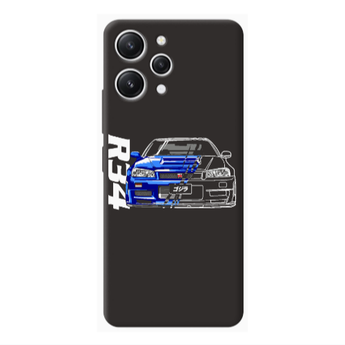 Xiaomi Redmi 12 Blue R34 Black Colored Silicone TPU Θήκη