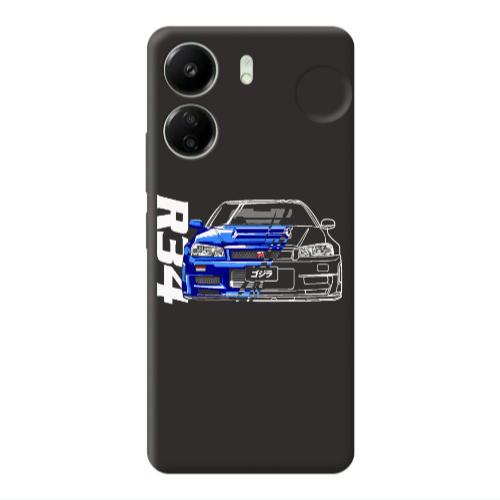 Xiaomi Redmi 13C Blue R34 Black Colored Silicone TPU Θήκη