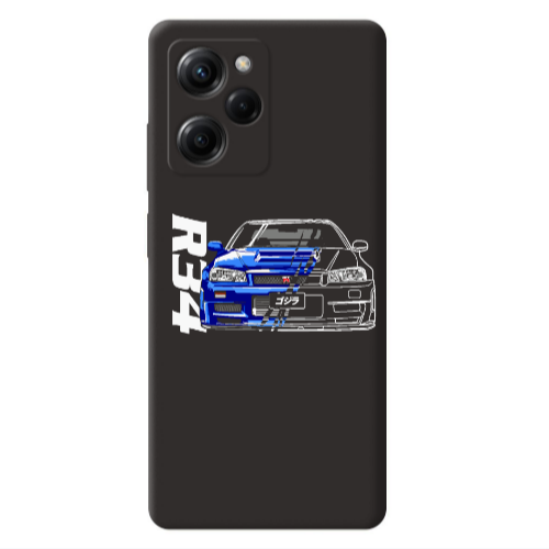 Xiaomi Poco X5 Pro Blue R34 Black Colored Silicone TPU Θήκη