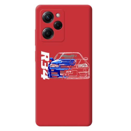 Xiaomi Poco X5 Pro Blue R34 Red Colored Silicone TPU Θήκη