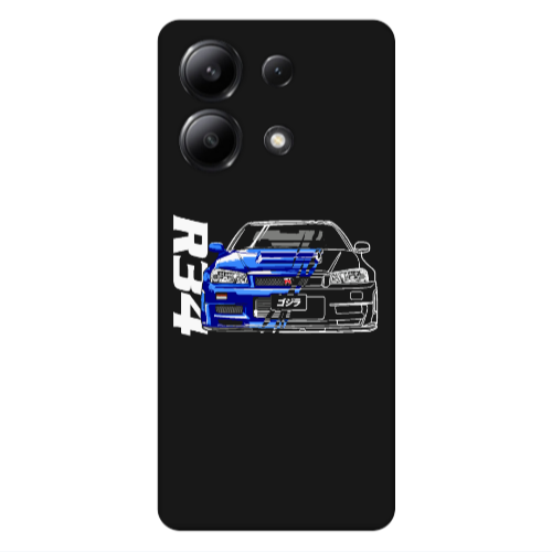 Xiaomi Redmi Note 13 4G Blue R34 Black Colored Silicone TPU Θήκη