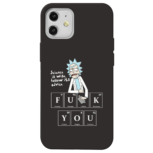 Apple iPhone 12 Rick Scince is wise Black Colored Silicone TPU Θήκη
