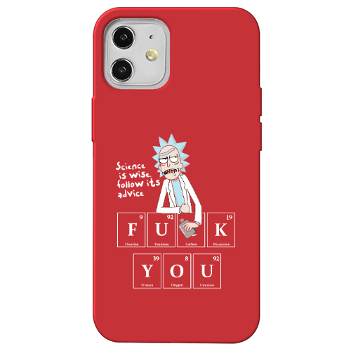 Apple iPhone 12 Rick Scince is wise Red Colored Silicone TPU Θήκη