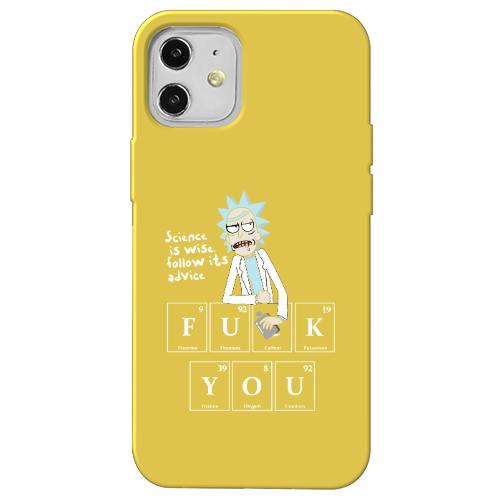 Apple iPhone 12 Rick Scince is wise Yellow Colored Silicone TPU Θήκη