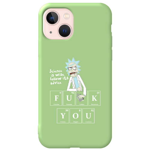 Apple iPhone 13 Rick Scince is wise Light Green Colored Silicone TPU Θήκη