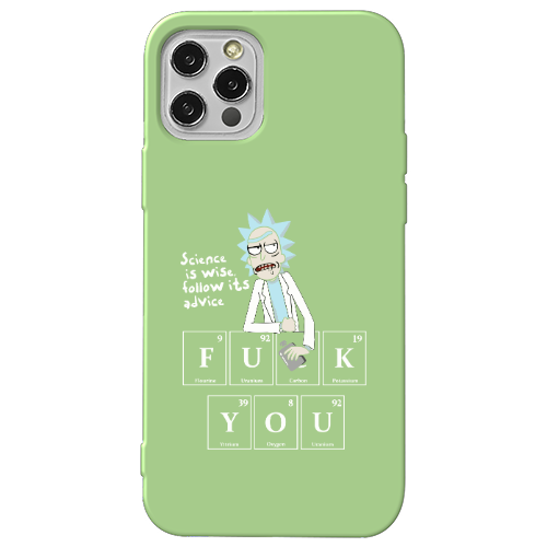 Apple iPhone 12 Pro Rick Scince is wise Light Green Colored Silicone TPU Θήκη