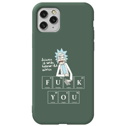 Apple iPhone 11 Pro Max Rick Scince is wise Dark Green Colored Silicone TPU Θήκη