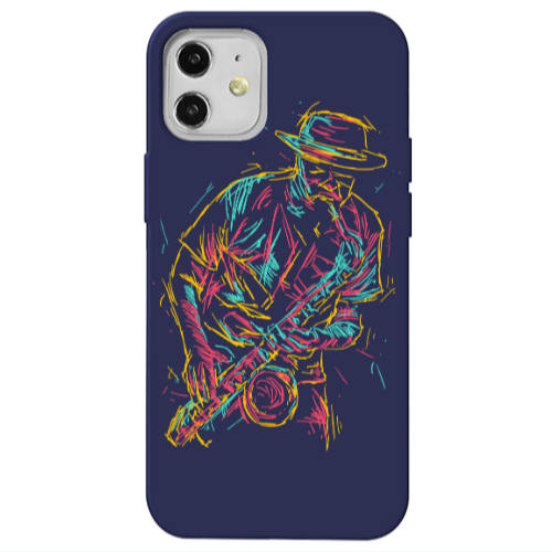 Apple iPhone 12 Jazz Dark blue Colored Silicone TPU Θήκη