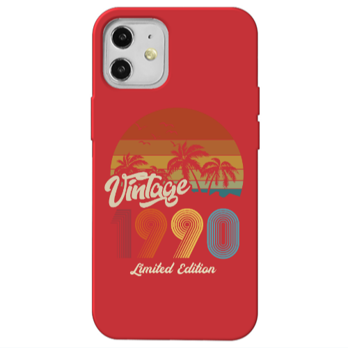 Apple iPhone 12 Vintage Red Colored Silicone TPU Θήκη