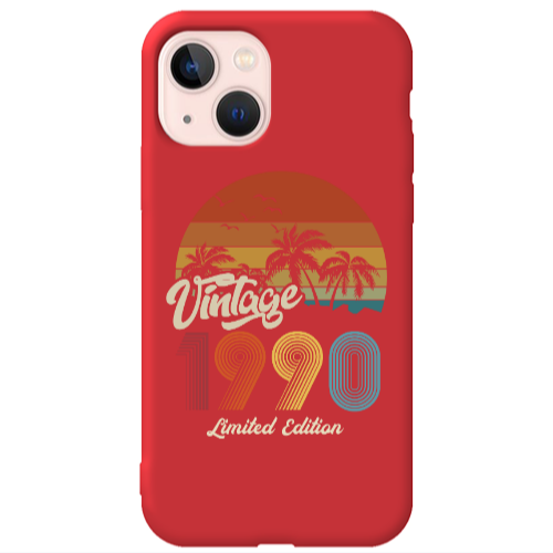 Apple iPhone 13 Vintage Red Colored Silicone TPU Θήκη