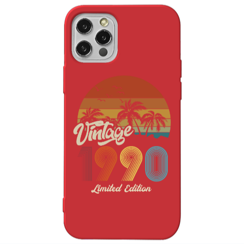 Apple iPhone 12 Pro Vintage Red Colored Silicone TPU Θήκη