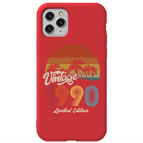Apple iPhone 11 Pro Max Vintage Red Colored Silicone TPU Θήκη