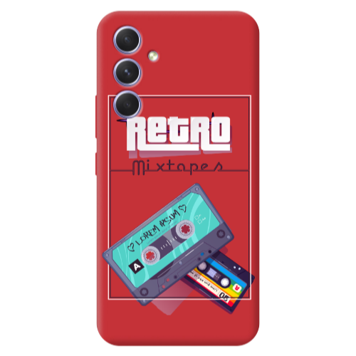 Samsung A56 Mixtapes Red Colored Silicone TPU Θήκη