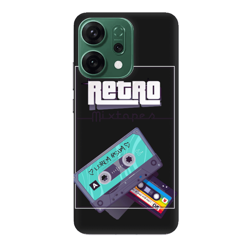 Oppo RENO 14 Mixtapes Black Colored Silicone TPU Θήκη