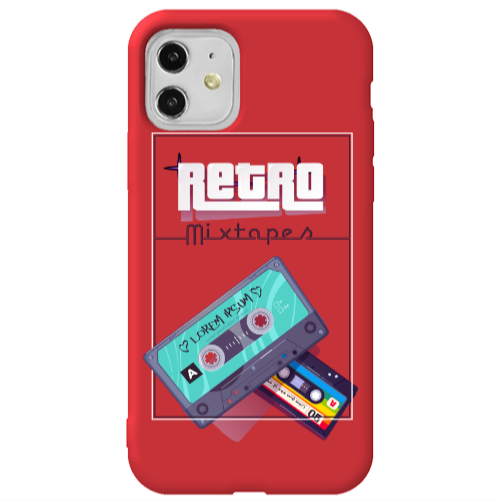 Apple iPhone 11  Mixtapes Red Colored Silicone TPU Θήκη