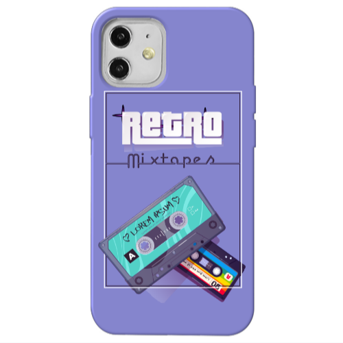 Apple iPhone 12 Mixtapes Purple Colored Silicone TPU Θήκη
