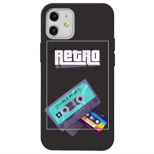 Apple iPhone 12 Mixtapes Black Colored Silicone TPU Θήκη