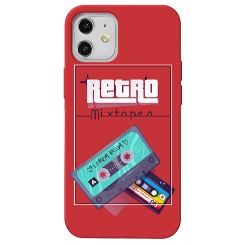 Apple iPhone 12 Mixtapes Red Colored Silicone TPU Θήκη