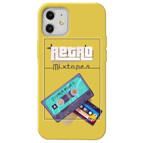 Apple iPhone 12 Mixtapes Yellow Colored Silicone TPU Θήκη