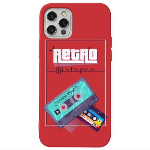 Apple iPhone 12 Pro Mixtapes Red Colored Silicone TPU Θήκη