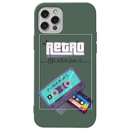 Apple iPhone 12 Pro Mixtapes Dark Green Colored Silicone TPU Θήκη