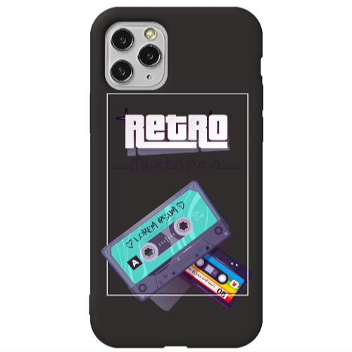 Apple iPhone 11 Pro Max Mixtapes Black Colored Silicone TPU Θήκη
