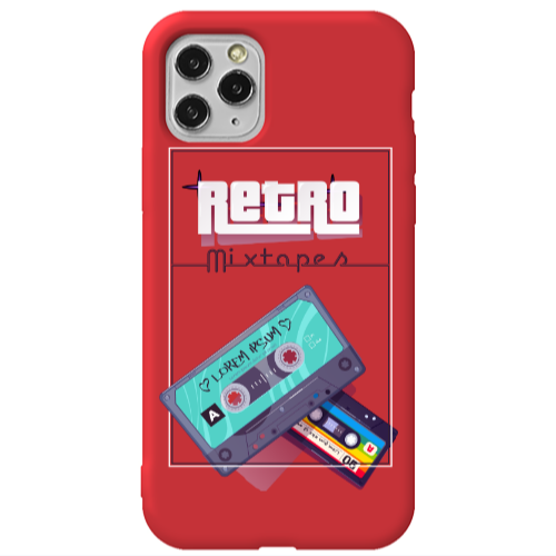 Apple iPhone 11 Pro Max Mixtapes Red Colored Silicone TPU Θήκη