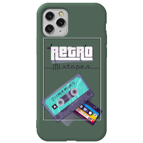 Apple iPhone 11 Pro Max Mixtapes Dark Green Colored Silicone TPU Θήκη