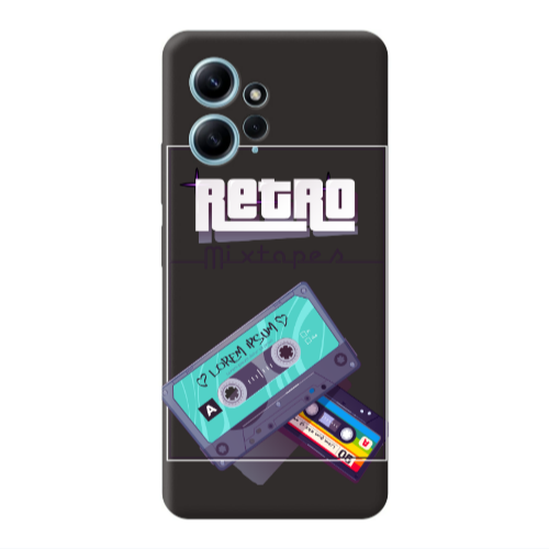 Xiaomi Redmi Note 12 4G Mixtapes Black Colored Silicone TPU Θήκη