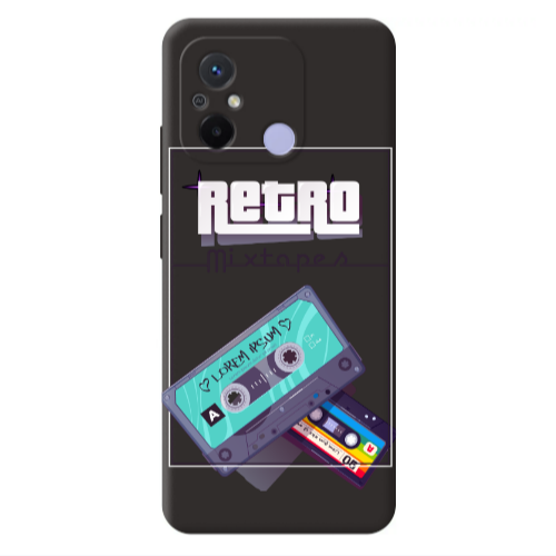 Xiaomi Redmi 12C Mixtapes Black Colored Silicone TPU Θήκη