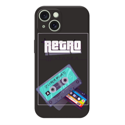 Apple iPhone 15 Mixtapes Black Colored Silicone TPU Θήκη