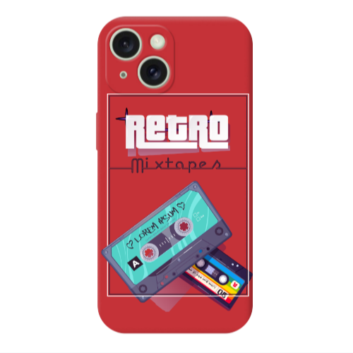 Apple iPhone 15 Mixtapes Red Colored Silicone TPU Θήκη