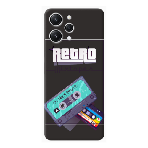 Xiaomi Redmi 12 Mixtapes Black Colored Silicone TPU Θήκη