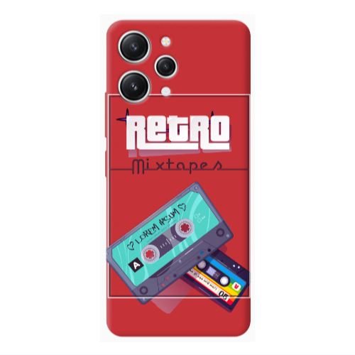 Xiaomi Redmi 12 Mixtapes Red Colored Silicone TPU Θήκη