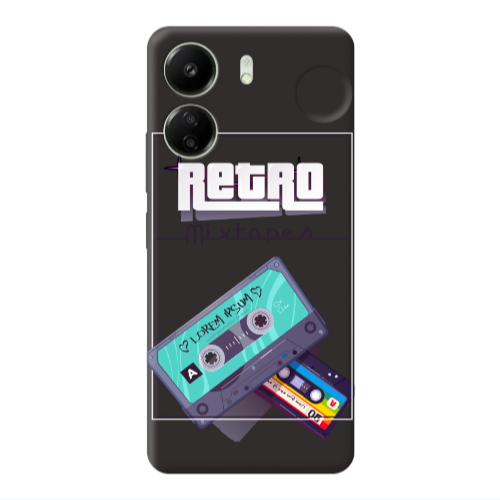 Xiaomi Redmi 13C Mixtapes Black Colored Silicone TPU Θήκη