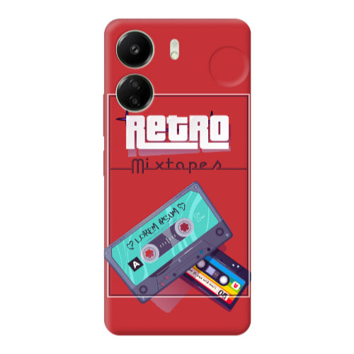 Xiaomi Redmi 13C Mixtapes Red Colored Silicone TPU Θήκη