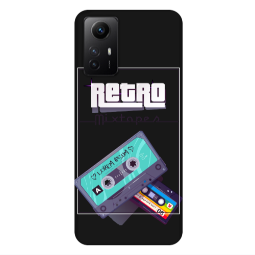 Xiaomi Redmi Note 12s Mixtapes Black Colored Silicone TPU Θήκη